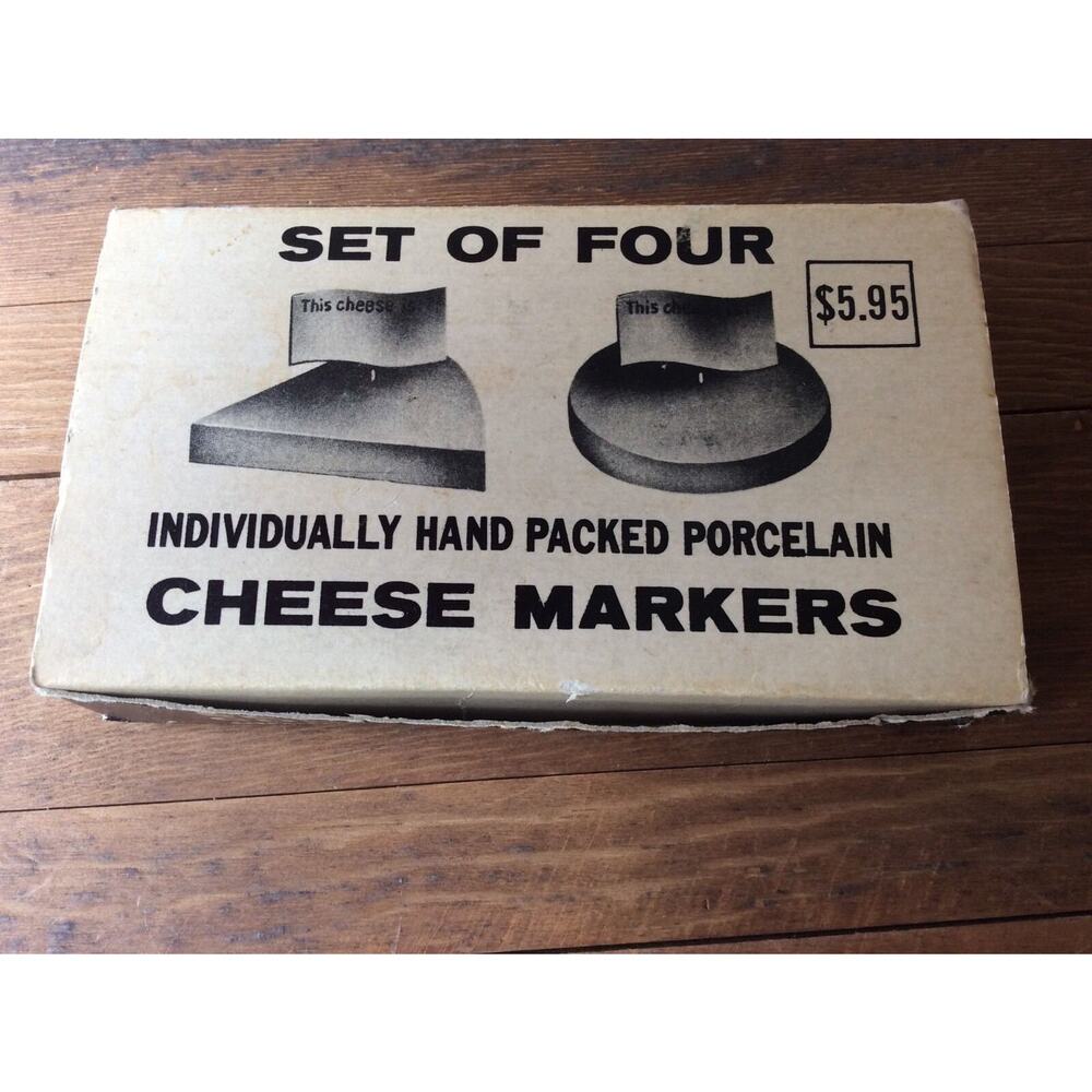 Cheeselover's International Vintage Set Of Four Porcelain Cheese Markers - Flags